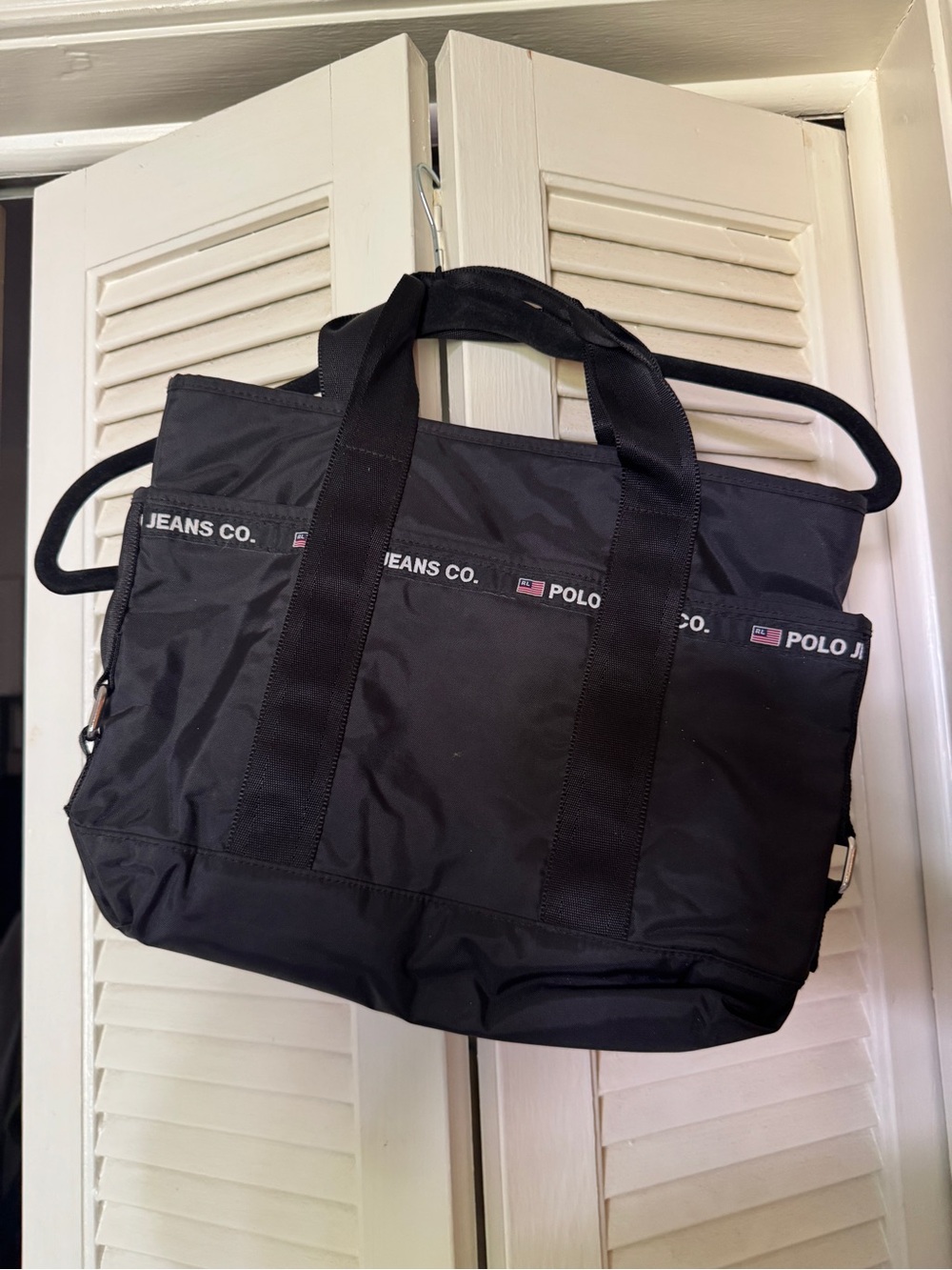 Polo by Ralph Lauren Black Nylon Tote with Logo Webbing